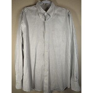 Peter Millar Button Down Long Sleeve Shirt Mens L Plaid Stretch 100% Cotton
